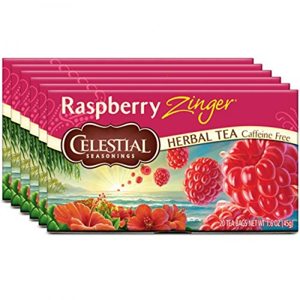Celestial Seasonings Raspberry Zinger Herbal Tea, 20 Count Pack...