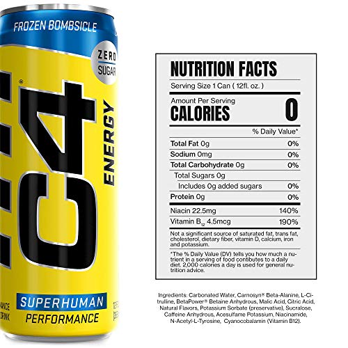 C4 Original Sugar Free Sparkling Energy Drink Frozen Bombsicle |