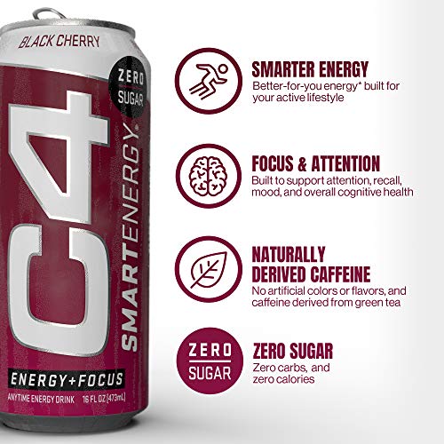 C4 Smart Energy Sugar Free Energy Drink 16Oz Pack Of 12 - New