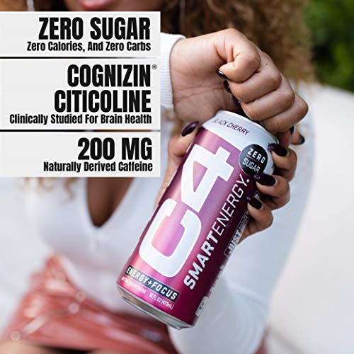 C4 Smart Energy Sugar Free Energy Drink 16Oz Pack Of 12 - New