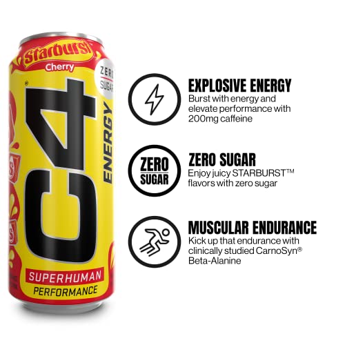 Cellucor C4 Energy Drink, Starburst Cherry, Carbonated Sugar Fre...
