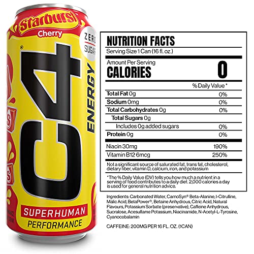 Cellucor C4 Energy Drink, Starburst Cherry, Carbonated Sugar Fre...