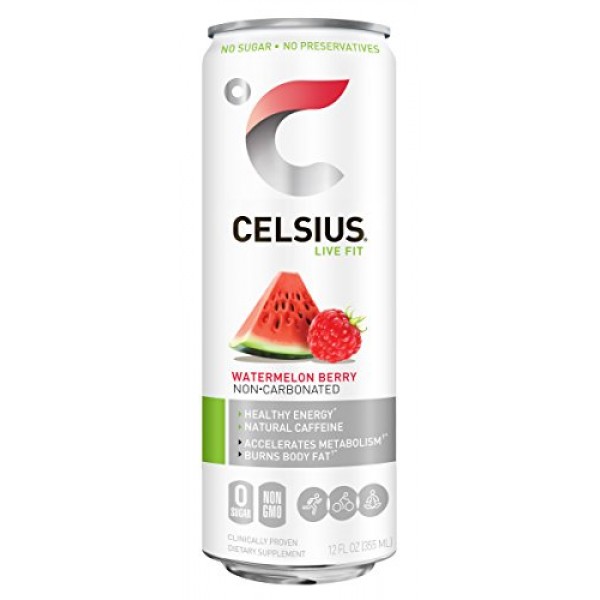 CELSIUS Sweetened with Stevia Watermelon Berry Non-Carbonated Fi...
