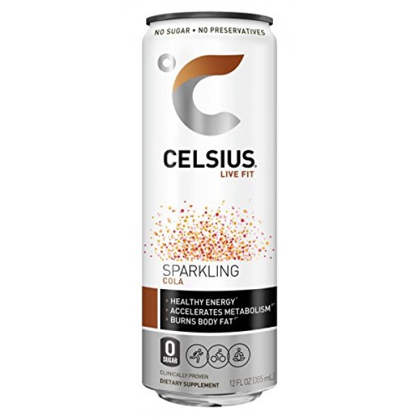 CELSIUS Sparkling Cola Fitness Drink, Zero Sugar, 12oz. Slim Can...