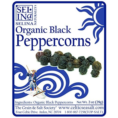 Celtic Sea Salt Organic Black Peppercorns 2 Oz Bag