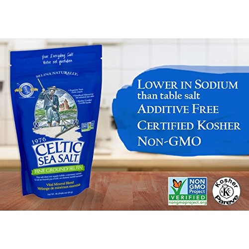 Fine Ground Celtic Sea Salt – 1 16 Ounce Resealable Bag of Nut...