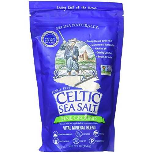Fine Ground Celtic Sea Salt – 1 16 Ounce Resealable Bag of Nut...