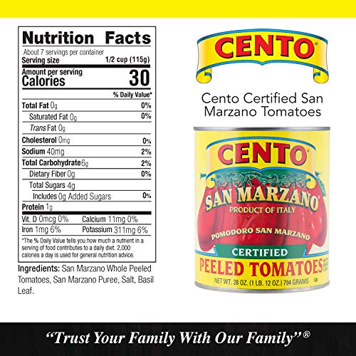 Cento Certified San Marzano Whole Peeled Plum Tomatoes, 28 Oz, P