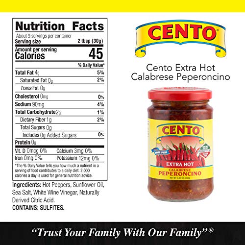Cento Extra Hot Calabrese Pepperoncino Hoagie Spread, 9.87 Ounce