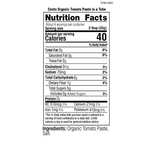 Cento Organic Double Concentrated Tomato Paste In a Tube, 4.56 O...