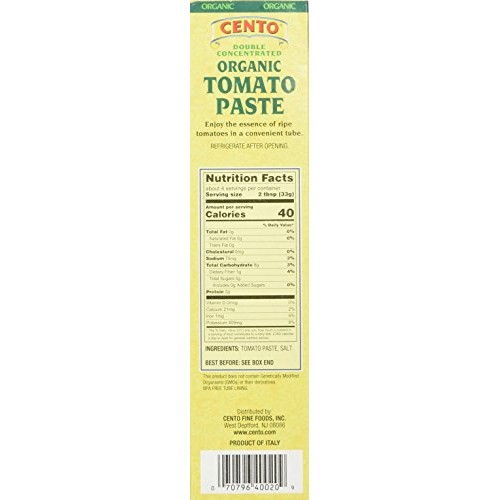 Cento Organic Double Concentrated Tomato Paste In a Tube, 4.56 O...