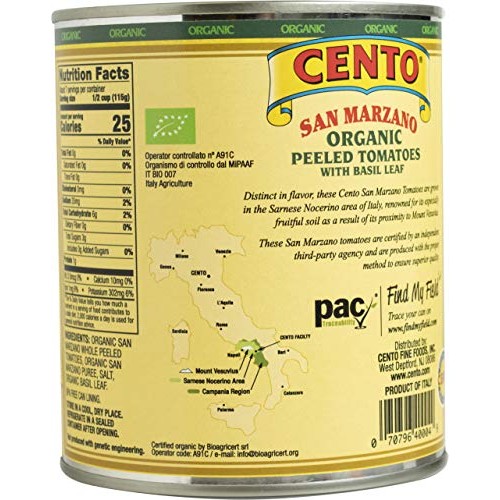 Cento San Marzano Organic Peeled Tomatoes, 28 Ounce Pack Of 6