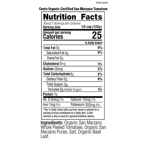 Cento San Marzano Organic Peeled Tomatoes, 28 Ounce Pack Of 6
