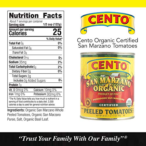 Cento San Marzano Organic Peeled Tomatoes, 28 Ounce Pack Of 6