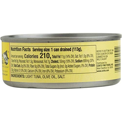 Cento Solid Packed Tuna In Olive Oil, 5-Ounce Cans Pack Of 12