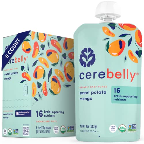 Cerebelly Baby Food Pouches – Sweet Potato Mango 4 Oz, Pack Of