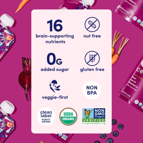 Cerebelly Organic Baby Food Pouches Beet Carrot Blueberry 4 Oun...