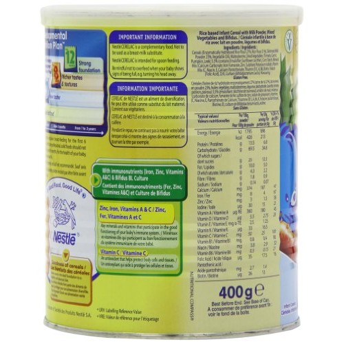 Nestle Cerelac, Mixed Vegetables And Rice With Milk, Stage 2, 40