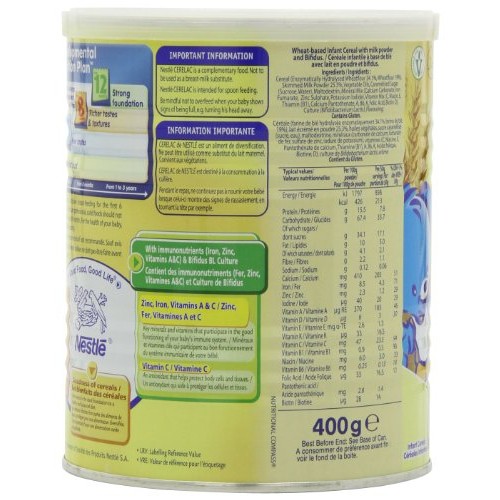 Nestle Cerelac, Wheat With Milk, 14.11-Ounce Cans Pack Of 4