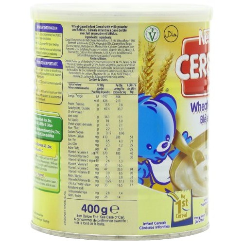 Nestle Cerelac, Wheat With Milk, 14.11-Ounce Cans Pack Of 4