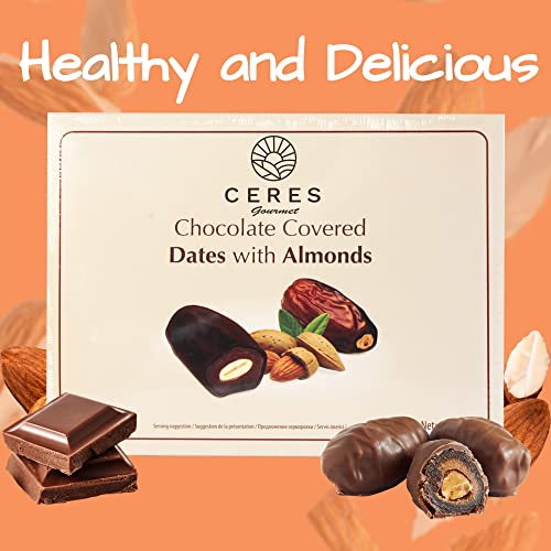 Dark Chocolate Coated Medjool Dates Stuffed with Almonds, Premiu...
