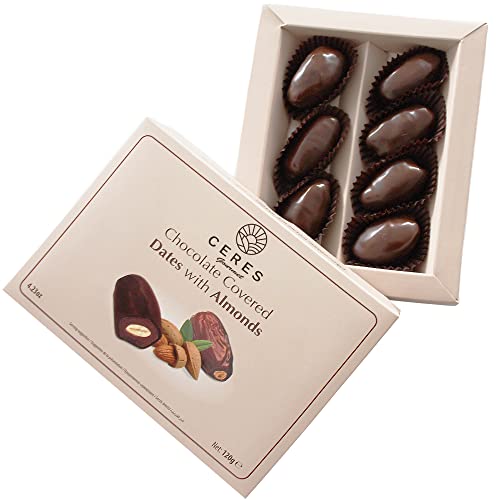 Dark Chocolate Coated Medjool Dates Stuffed with Almonds, Premiu...