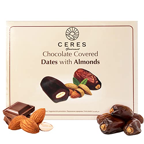 Dark Chocolate Coated Medjool Dates Stuffed with Almonds, Premiu...