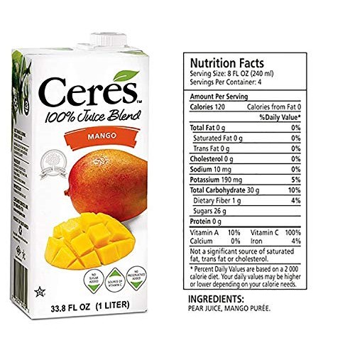 Ceres 100% All Natural Pure Fruit Juice Blend, Mango - Gluten Fr