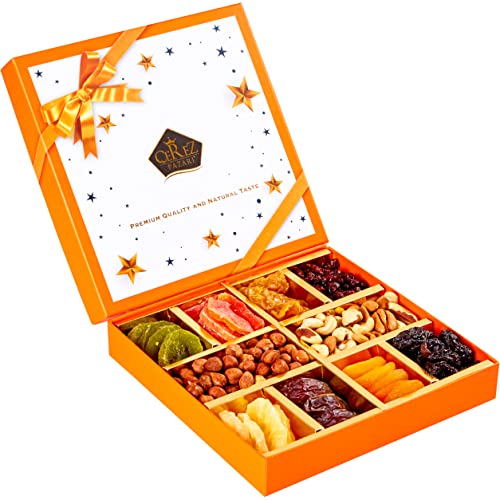 Cerez Pazari Dried Fruit And Nuts Gift Basket Orange Elegant Box