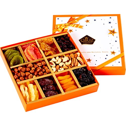 Cerez Pazari Dried Fruit And Nuts Gift Basket Orange Elegant Box