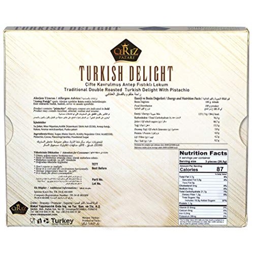 Cerez Pazari Turkish Delight Pistachio Candy Gourmet Premium Veg