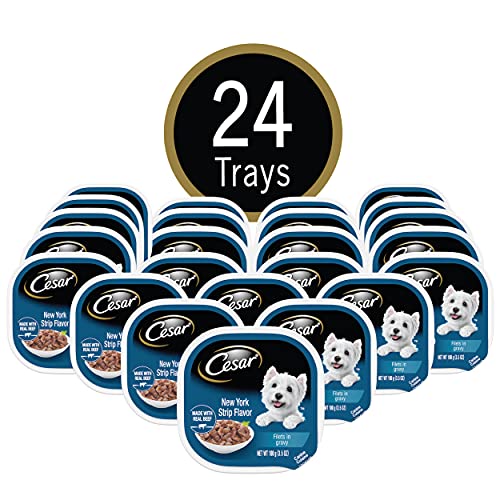 Cesar Soft Wet Dog Food Filets In Gravy New York Strip Flavor,