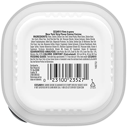 Cesar Soft Wet Dog Food Filets In Gravy New York Strip Flavor,