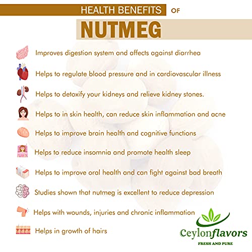 Organic Whole Nutmeg 3.5 Oz, Premium Grade, Harvested &Amp; Packed