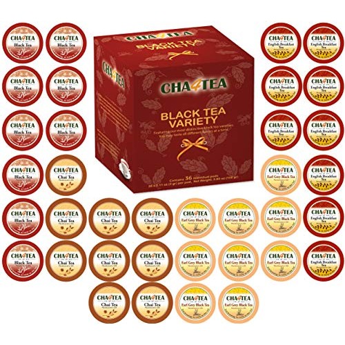 Cha4Tea 36-Count Assorted Black Tea Sampler For Keurig K-Cup Bre