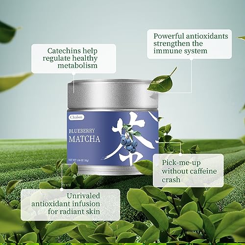 Chaism Blueberry Matcha Latte Mix - Premium Matcha Green Tea Pow...