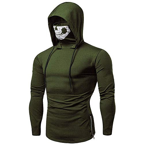 Mens Sweatshirt,Chaofanjiancai Mask Skull Pure Color Pullover Lo