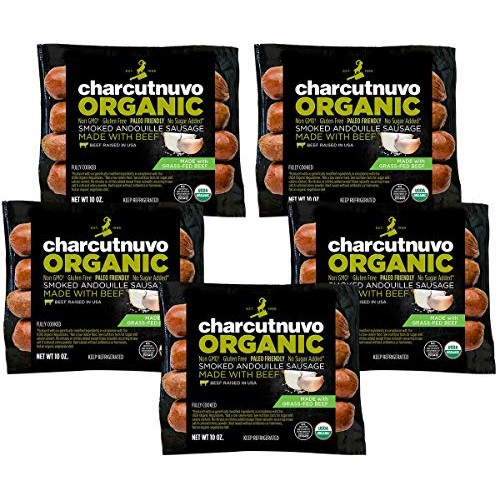 Charcutnuvo: Organic Beef Andouille Sausage - 10Oz, 5 Pack - Non