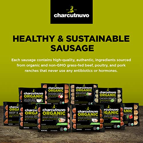 Charcutnuvo: Organic Chicken Apple Sausage - 10Oz, 5 Pack - Non-