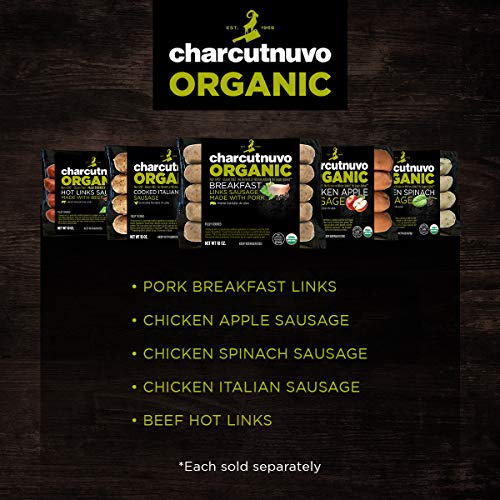 Charcutnuvo: Organic Chicken Apple Sausage - 10Oz, 5 Pack - Non-