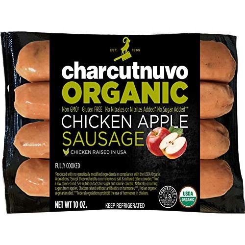Charcutnuvo: Organic Chicken Apple Sausage - 10Oz, 5 Pack - Non-