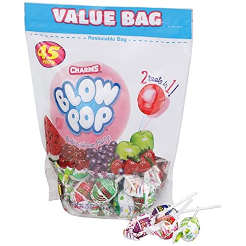 Charms Blow Pops, Assorted Flavors, 45 count bag, 29.25 ounces