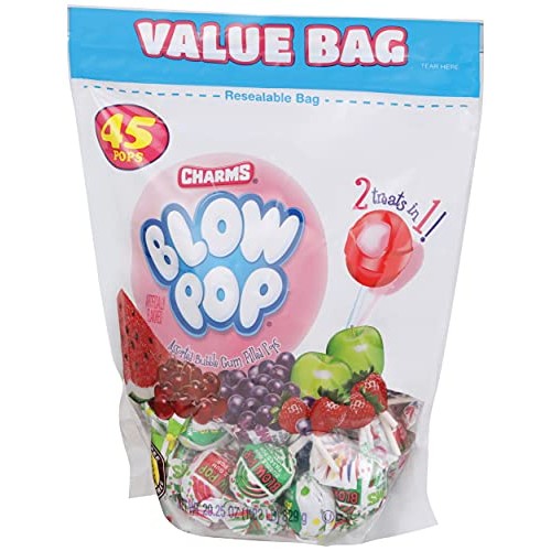 Charms Blow Pops, Assorted Flavors, 45 count bag, 29.25 ounces