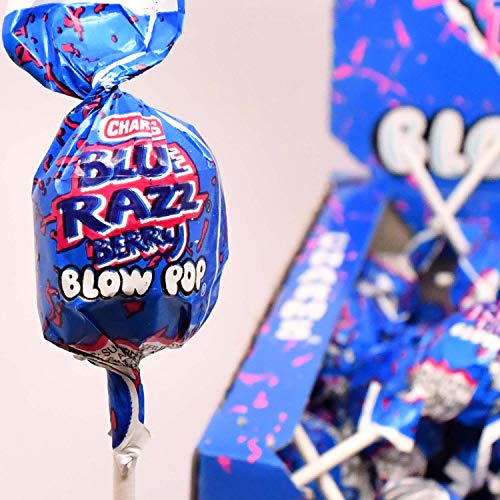Charms Blow Pops Blue Razz Berry Flavor, 48 Count Pack of 1
