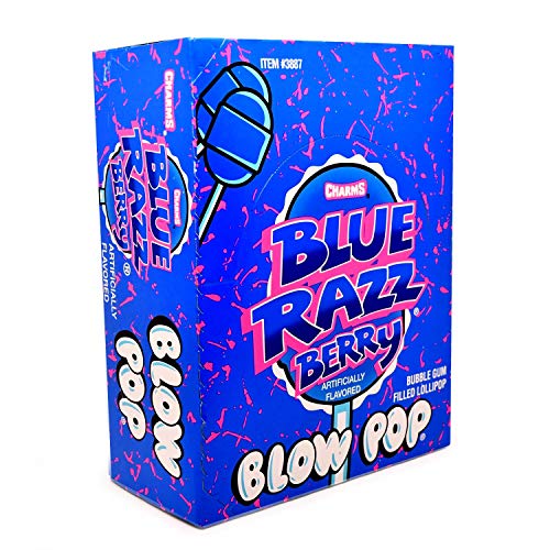 Charms Blow Pops Blue Razz Berry Flavor, 48 Count Pack of 1