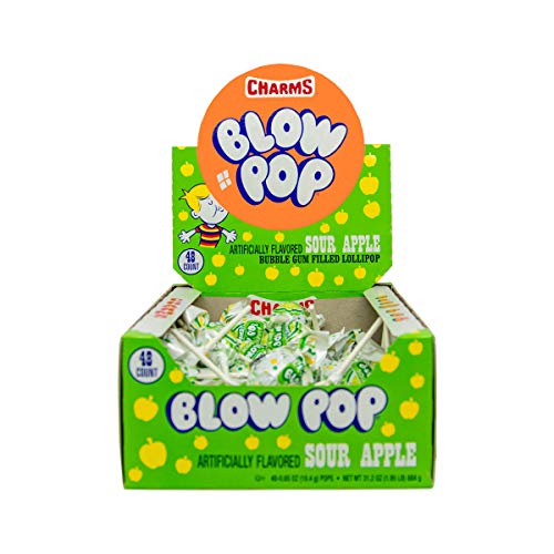 Charms Blow Pops, Sour Apple Flavor, 48-Count Box Charms Blow Pops, Sour Apple Flavor, 48-Count Box