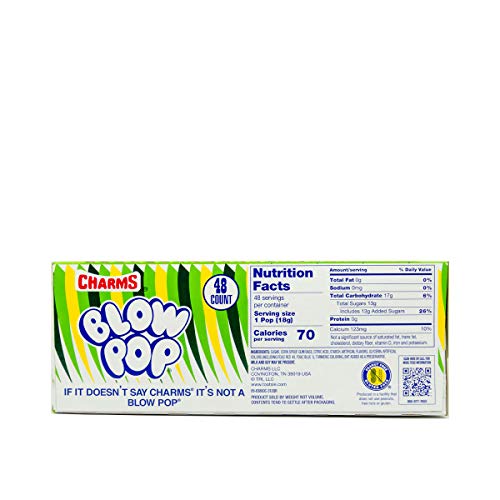 Charms Blow Pops, Sour Apple Flavor, 48-Count Box Charms Blow Pops, Sour Apple Flavor, 48-Count Box