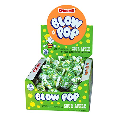 Charms Blow Pops, Sour Apple Flavor, 48-Count Box Charms Blow Pops, Sour Apple Flavor, 48-Count Box