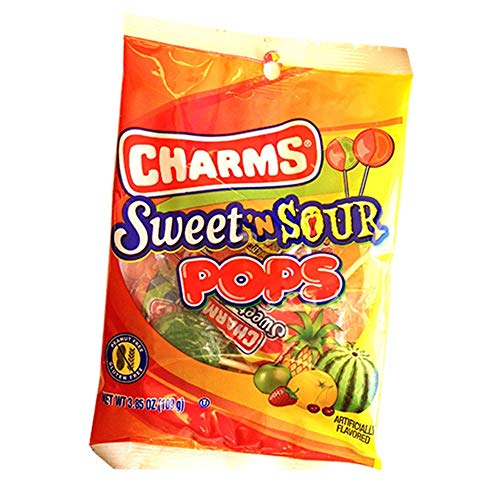 Charms Sweet N Sour Pops Lollipops, 3.85 oz Bag - PACK OF 2
