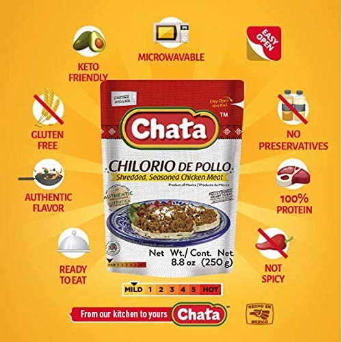 Chata Chicken Chilorio Pouch | Shredded, Seasoned Chicken Meat |